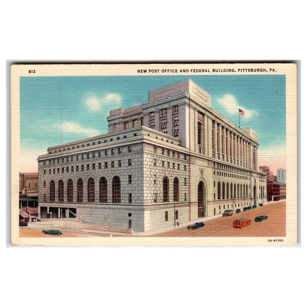 Pittsburgh PA New Post Office Federal Building Linen Postcard C.T. Art-Colortone